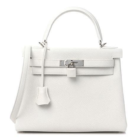 HERMES Taurillon Clemence Kelly Retourne 28 New White 